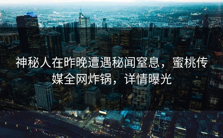 神秘人在昨晚遭遇秘闻窒息，蜜桃传媒全网炸锅，详情曝光