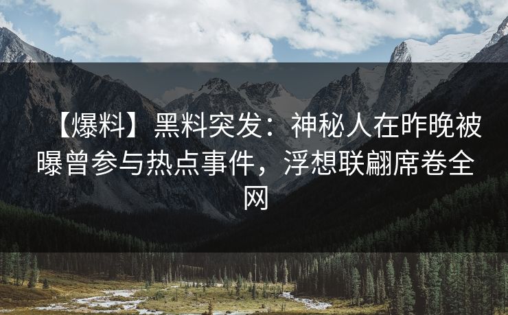 【爆料】黑料突发：神秘人在昨晚被曝曾参与热点事件，浮想联翩席卷全网